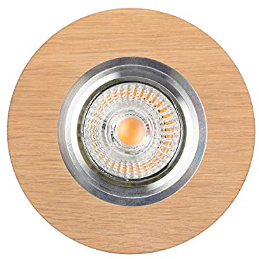 Licht-Erlebnisse Einbaustrahler rund DELEN Eichenholz Modern Ø10cm mit LED 5W er Deckenspot Küche