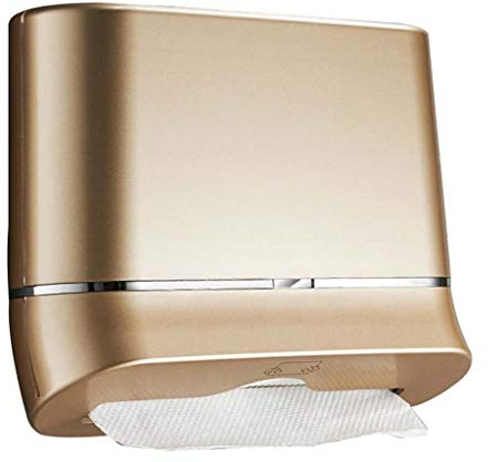 XMCF Gewerbliche Papierhandtuchspender Kommerzielle Papierhandtuchspender mit Lock, Wand- Handtuchspender, Bowle Freie Gewebe-Zufuhr for Heim Badezimmer Küche Papierhandtücher Spender (Color : Gold)