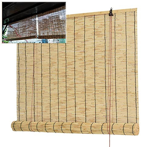 Reed Blinds,70cm 80cm 90cm 100cm 110cm 120cm Wide,roller Curtain,bamboo Roll Up Shades With Lifter,sunshade-straw Curtain,hand-woven/anti-ultraviolet/retro,W×H-80x100cm/31.5x39in