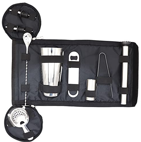 Kit da bar in tela per il trasporto, valigetta da barman, set per cocktail, borsa Mixology, 9 pezzi