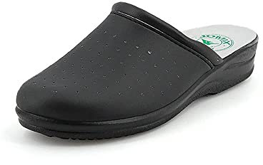 JOMIX Zuecos Sanitarios Hombre Chanclas Sanitarias Cómodas Ortopédicas Ligeras Transpirables, B Negro, 43 EU