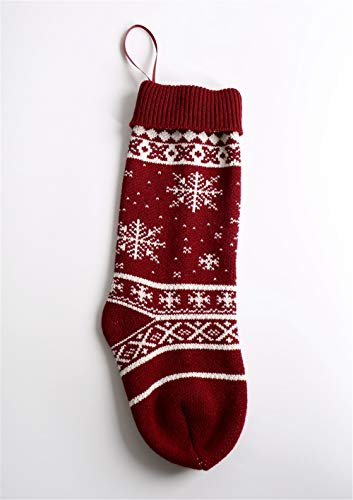 GIVBRO Weihnachtsstrümpfe, gestrickt, Schneeflocke, Sockensack, Geschenkbeutel, Beutel für Weihnachtsbaum, zum Aufhängen, Kamin-Dekoration, 46 cm