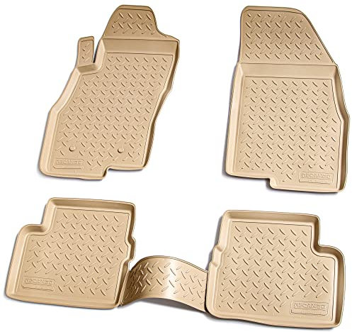 Recambo 3D Gummi Fußmatten kompatibel für FIAT Grande Punto | 199 | 2005-2018 | Auto Gummimatten | Passgenau | mit Rand | beige