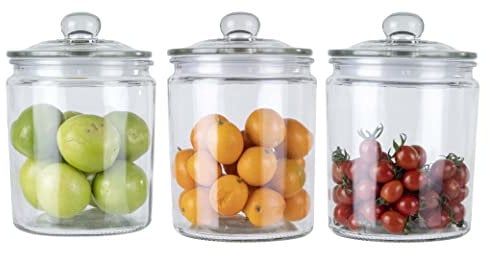 ORNAMI Glass Storage Kitchen Jar with Airtight Lid (1.9L, Set of 3)