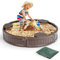 GOPLUS Bac à Sable pour Enfant, Bac à Sable avec 3 Sièges Détachables, Bac à Sable Rond avec Couvercle en Tissu Oxford, Résistant aux Intempéries, pour Enfants Plus de 3 Ans, pour Extérieur(Rond)