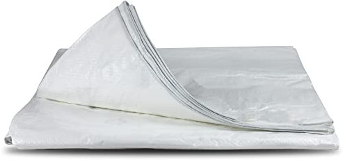 Bortaberg Tarpaulin Strengthened Waterproof Heavy Duty - White Tarp Sheet - Premium Quality Cover Made of 90gram/sm Reinforcing Mesh, for Camping Fishing Gardening Pets ([m]2x3 || 6.5'x9.8')
