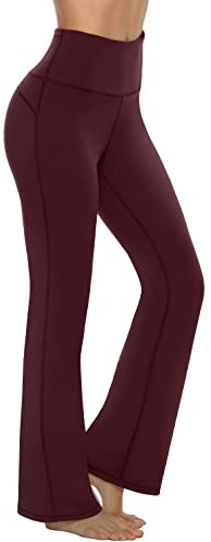 Persit Damen Schlaghose Yogahose, High Waist Freizeithose Sporthose Jazzpants Weinrot - S