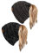 sy soul young Pferdeschwanz Messy Bun Beanie Tail Knit Hole Strickmütze Weiche Brötchen Winter mütze mit zopfloch für Damen(Einheitsgröße,2er-Pack–3-Ton-Schwarz und 3-Ton-Grau)