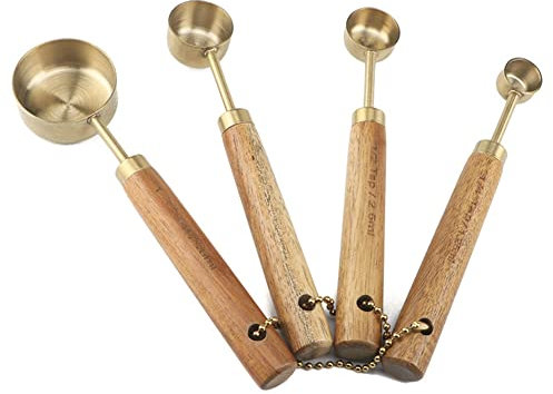 Wooden Handle Measuring Spoons Set Coffee Flour Scoop Measuring Cups Non Slip Measuring Spoon