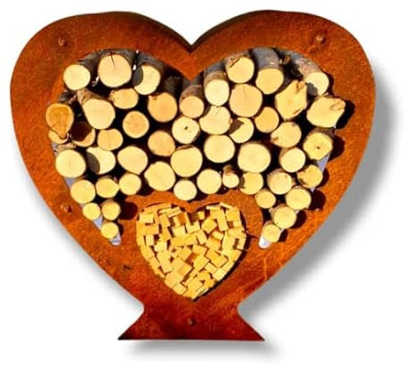 Brennholzregal Edelrost Kaminholz Herz Herz aus Rost für Brennholz Kaminofenholz Rostherz