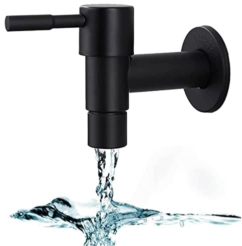 Edelstahl schwarz einzigen kalten Wasserhahn Wandmontage Spültischarmatur wasserhahn waschmaschine Wand Balkon Mopp Waschbecken Wasserhahn Spüle Wasserhahn Kaltwasser Armatur für Badezimmer, Garten