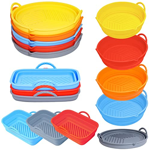 2 PCS Silicone Air Fryer Liner, Air Fryer Silicone Liners Reusable in Air Fryer Accessories, AirFryer Liners Compatible with Dual air Fryer