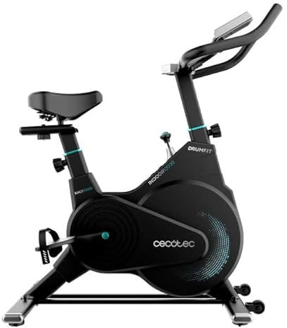 Cecotec Kompaktes Heimtrainer mit Schwungrad 10 kg DrumFit Indoor 10000 Race. Fahrradtrainer, LCD-Display, Gerätehalterung, Pulsmesser, Reibungswiderstand, Sattel und Lenker verstellbar