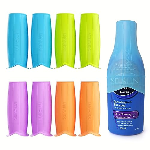 leevanoo Silicone Leak Proof Sleeves,8 PCS Elastic Sleeves for Leak Proofing Travel,Reusable Silicone Toiletry Sleeves Leak Proof,travel gadgets,travel size toiletries for Women, Orange, blue, green