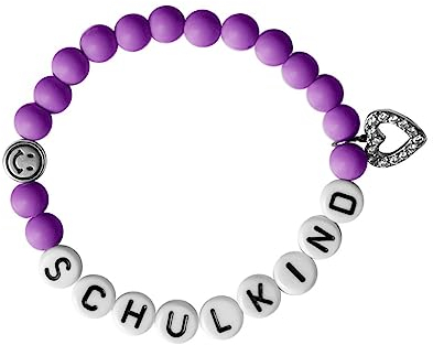 Sadingo Perlen Stretch Armband Schulkind Lila | Einschulung Mädchen Geschenk, Schultüte Füllung, Schulanfang 2023