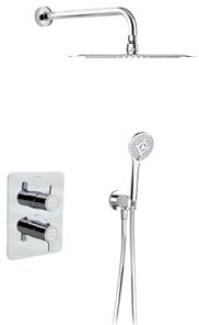 Ramon Soler - Grifo Ducha Termostático Empotrado 2 Vías, Cromado, Accesorios Redondos, Control Preciso de Temperatura, Serie Blautherm, Ideal para Baño Moderno