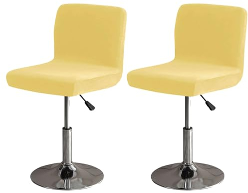ZRCYXDW Elastisch Samt Barhocker Abdeckung, Barhocker Bezug Weicher Mit Elastischer Unterseite Hussen Für Barhocker Abnehmbarer Barstuhlbezug Mit Rückenlehne Waschbarer-gelb-2 Stück