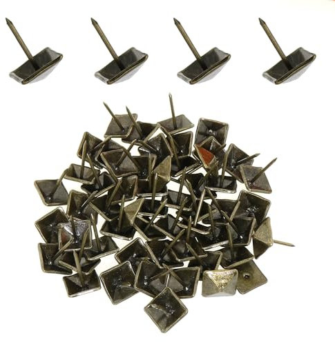 MEETOOT 60PCS Interior Decorative Nail Nails Vintage Antique Copper Color Square Bubble Nails 14mm Furniture Nails Pin Hardware Decorative Square Nails for House Building Home Kitchen Furniture