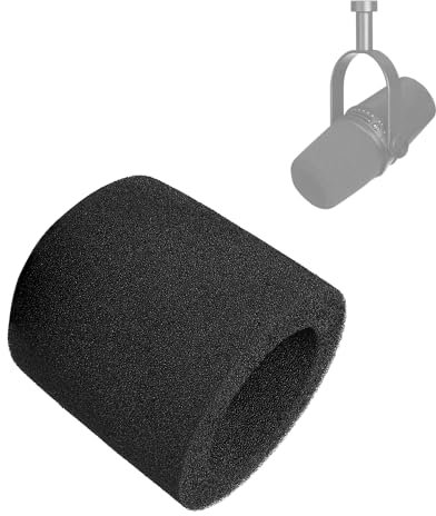 PhantAccy Popfilter/Windschutzscheibe für Shure MV7 / MV7X Mikrofone - Schaumstoff-Mikrofonabdeckung zum Filtern von Plosiven, Zischgeräuschen und anderen Umgebungsgeräuschen (2 Stück, Schwarz)