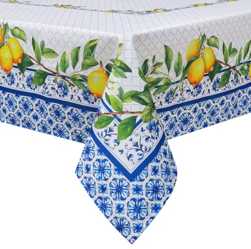 Arquiel Tischdecke Rechteckige Zitrone, Zitrone Tischtuch Wasserabweisend StrapazierfäHiges Aquarell, Abwischbar Tischdeck FüR Abendessen, KüChe, Hochzeit, Drinnen, FrüHling/Sommer(140 x 180 cm)