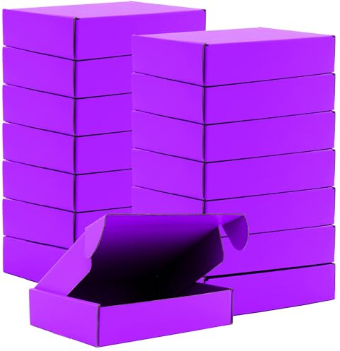 Versandkartons aus Karton, 15 Stück, kleine Versandkartons, recycelbar, Wellpappe, Geschenkverpackungen, für Versand, Geschenkverpackung, 22,9 x 15,2 x 5,1 cm, Violett