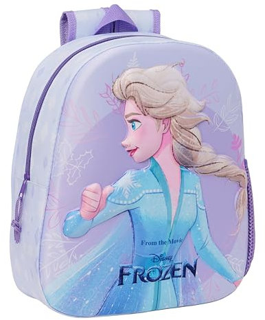 Safta FROZEN - Mochila Escolar, con Diseño 3D, Adaptable a Carro, Ideal para Niños de Diferentes Edades, Cómoda y Versátil, Calidad y Resistencia, 27x10x33 cm, Color Lila