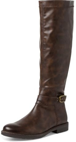 MARCO TOZZI Damen Overknee Stiefel Flach mit Reißverschluss, Braun (Cafe), 39 EU