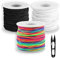 Ailvor Gummiband für Armbänder, 3 Rollen Gummikordel, Gummischnur 1mm x 150 m, Perlenschnur mit Schere, Elastische Faden für DIY Schmuckherstellung (Schwarz, Weiß, Regenbogen)