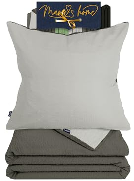 Marie´s Home Seersucker Bettwäsche 135x200 kühlende Bettwäsche 135x200 2-teiles Set – Bettwäsche grau - Bettbezug + 1 Kissenbezug 80x80 – Sommerbettwäsche 1616.2356, 135 x 200 cm, anthrazit - Silber