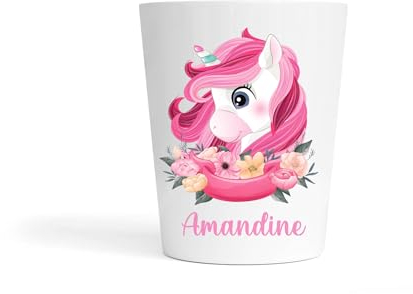 Gobelet Enfant Fille Personnalisé Licorne Rose – Gobelet Incassable 230ml Sans BPA – Tasse Prénom Crèche ou École – Cadeau Rentrée Scolaire Maternelle
