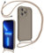 Coalbooliy Coque pour iPhone 12 Pro 6,1 avec Cordon de Collier Réglable, Etui Protection de la Caméra Silicone Souple TPU Antichoc Housse avec Corde Lanyard Cover pour Femmes Filles, Kaki