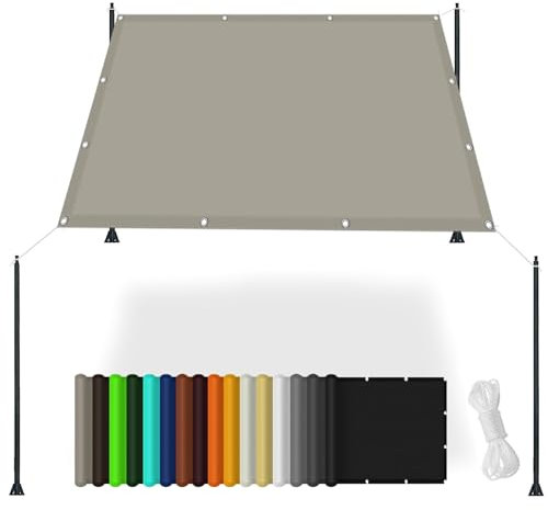 Sonnensegel Quadrat 5.5 x 6.5 m Ripstop UV Schutz mit Pu-Beschichtung Sonnensegel Nach Maß mit Ösen mit Kordel für Patio Garten Hinterhof, Khaki