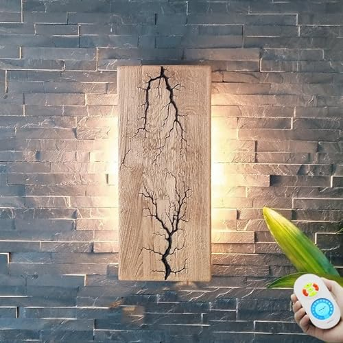 FRIESENLICHT Wandleuchte für Zuhause, Badezimmer, Schlafzimmer, Wohnzimmer, Küche, Esszimmer, Eingang, Flur, Vestibül, Treppenhaus Wildeiche dimmbar (80 cm)