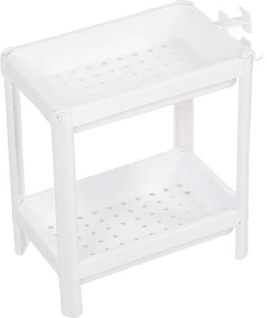 TOPINCN Scaffale da Bagno a Torre Scaffale Portaoggetti da Pavimento in Plastica Scaffale Bianco, Scaffali da Terra (2 strati)