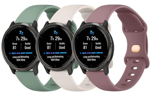 Amzpas 3 Pièces Bracelet Compatible avec Garmin Vivoactive 3 Music, Forerunner 55/245/645 - Sport Silicone Souple Coloré