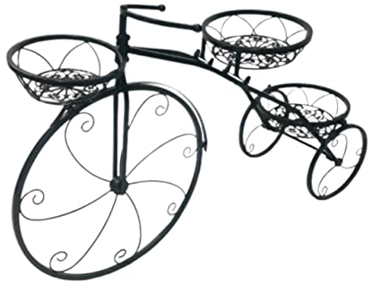 ASHSDI Blumenregal Indoor Schmiedeeisen Blumenständer Fahrradform Boden Blumentopf Regal Garten Balkon Dekoration Blumenregal Display Rack(Color:Svart)