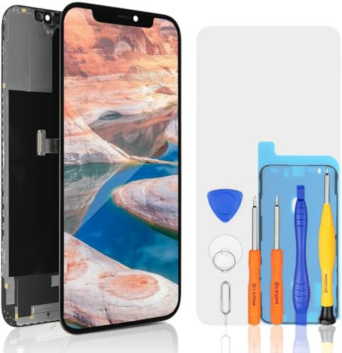 bokman für iPhone 12 Pro Max Display, Ersatz LCD Bildschirm Schwarz mit Reparaturwerkzeug-Kits(6,7 Zoll)