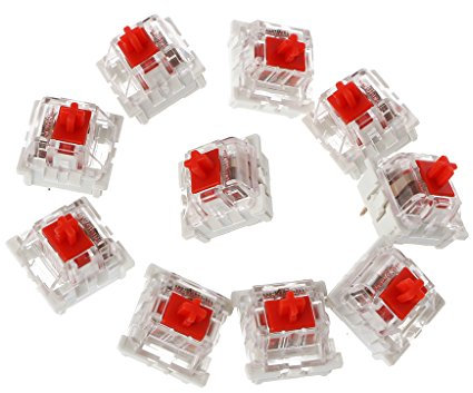 Psdndeww Interruttori rossi lineari a 3 pin per tastiera meccanica Gateron MX MX Clone Switches Alloggio trasparente
