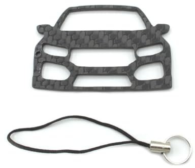 BlackStuff Porte-clés en fibre de carbone avec cordon compatible avec Civic Type R MK10 2016 CF-615, Noir, S, Noir , S