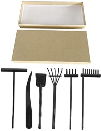 BESTonZON 1 Set Zen Sand Rake Set Mini Desktop Rake Meditation Rock Sand Garden Tools Sand Garden Kit Mini Zen Garden Tools Mini Garden Rake Sandbox Tools Zen Garden Rake Tools Plastic Black