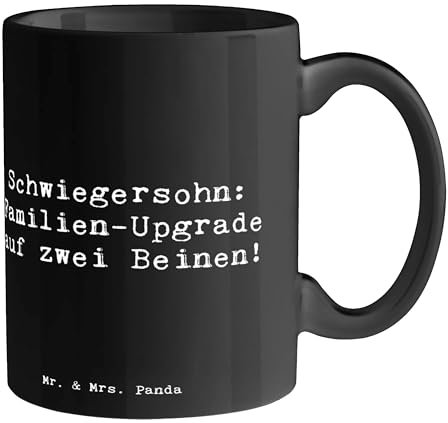 Mr. & Mrs. Panda Tasse Spruch Schwiegersohn Upgrade - Geschenk, Familie, Freude, Dankeschön, Kaffeetassen, Tasse Sprüche, Teetasse, Geschenke,