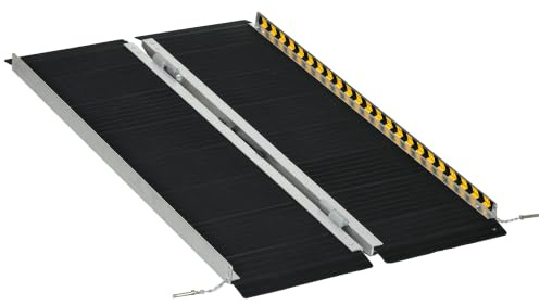 HOMCOM Rampa para Sillas de Ruedas Plegable 122 cm Rampa Portátil Negro