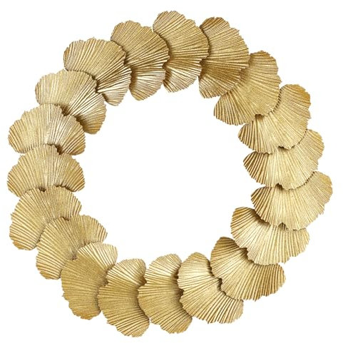 Mode Home Goldener Weihnachtskranz Wanddekoration, elegantes Ginkgoblatt-Design, Weihnachtstürkranz, moderne Metall-Weihnachtskränze für Haustür, Wohnzimmer, Schlafzimmer und Eingangsbereich
