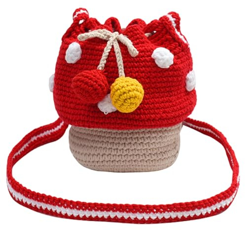 Generisch Gestrickte Pilz-Geldbörsen, gestrickte Pilz-Tasche | Umhängetasche,Gestrickte Umhängetasche, gestrickte Geldbörse, multifunktional für Frauen