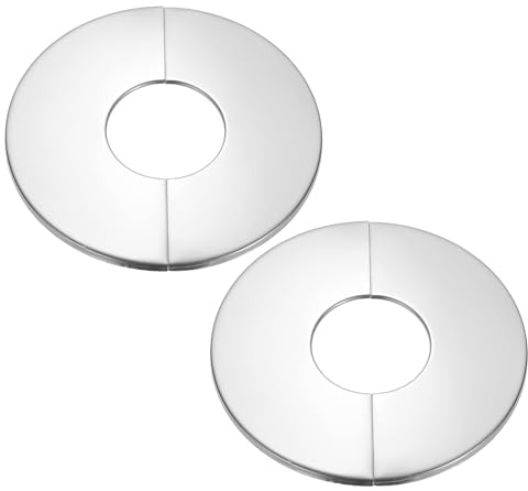 PATIKIL Rohrabdeckung Wand Split Flansch 63mm, 2 Stück Rohrmanschette Abdeckrosette Edelstahl Runde Selbstklebende Wasserhahn für Wandabdeckung Küchen Badezimmerarmaturen, Silber