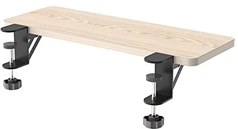 Desk Clip On Keyboard Tray with Elbow Rest and Foldable Arm Support Beige 64x24cm Table Mount Extension Board for Improved Comfort and Productivity
