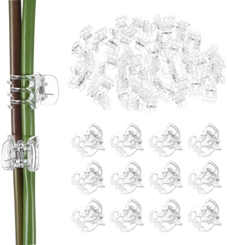 M METERXITY 50-Pack Orchid Clips, Plastic Garden Plant Clips, 6 Claws Orchid Clips, Garden Plant Support Clip for Supporting Stems/Vines/Stalk Grow Upright [Transparent]