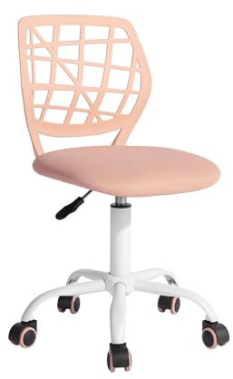 FurnitureR Sillas giratorias de Comedor, 1 Silla de Cocina, Silla Acolchada, Silla giratoria, cómoda Silla con Ruedas, Respaldo, Silla sin Brazos para Comedor, Sala de Estar, Rosa melocotón