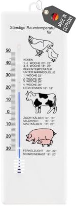 Lantelme Stallthermometer Temperaturanzeige -30°C bis 50°C | Analog Thermometer Kunststoff für Tierhaltung Stall Viehzucht und Landwirtschaft | Robust Wetterbeständig Temperaturmessgerät