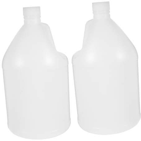 COLLBATH 2pcs 1 Gallon Plastic Milk Jugs Lid White Gallon Storage Bottle Handled Water Jug for Household and Outdoor Use